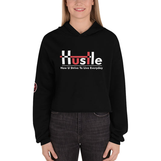 H.U.S.T.L.E Crop Hoodie - Black
