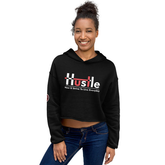 H.U.S.T.L.E Crop Hoodie - Black