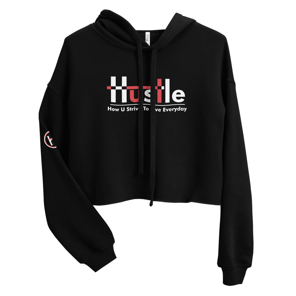 H.U.S.T.L.E Crop Hoodie - Black