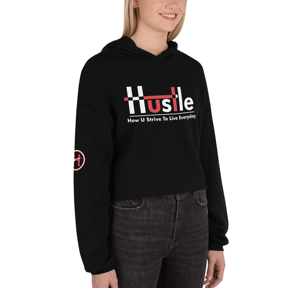 H.U.S.T.L.E Crop Hoodie - Black