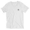 Hustle Logo Unisex Short Sleeve V-Neck T-Shirt - White